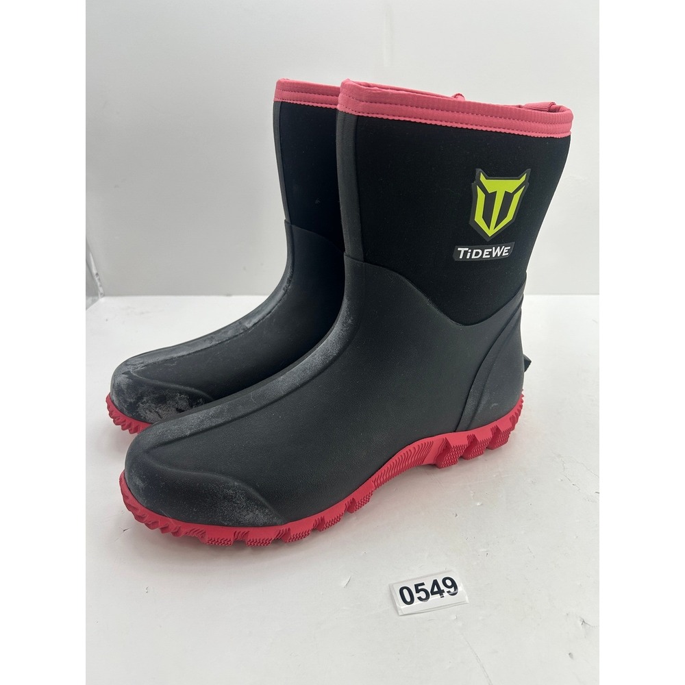 TideWe Rubber Rain Hunting Boots Women 11 Black Red